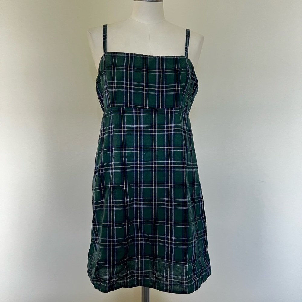 Urban Outfitters Green Plaid Mini Dress
